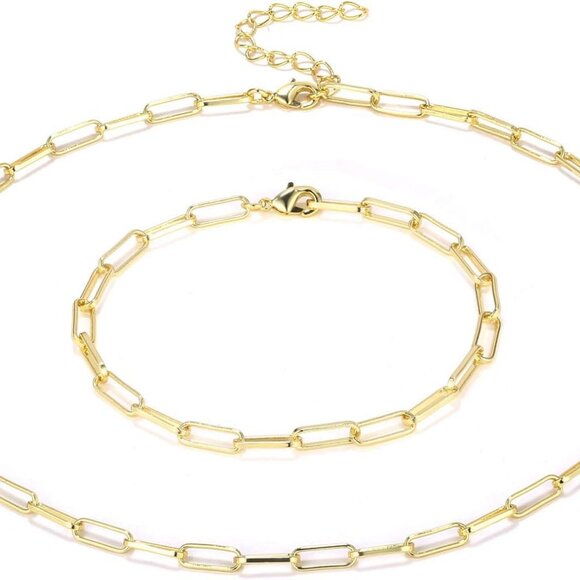 Jewelry - Paperclip Chain 14K Gold Plated Chain Link Necklace for Women